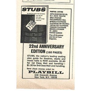 AD for STUBS 22nd Anniversary Edition Playbill Theatre 1960s Vintage Print